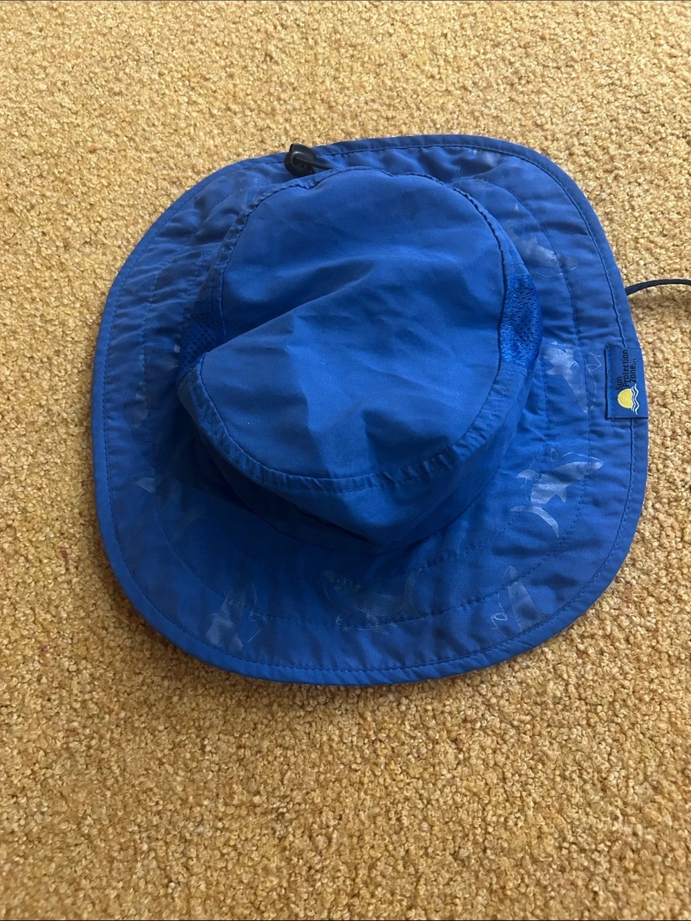 Children's Blue Wide-Brim Sun Hat with Adjustable Chin Cord